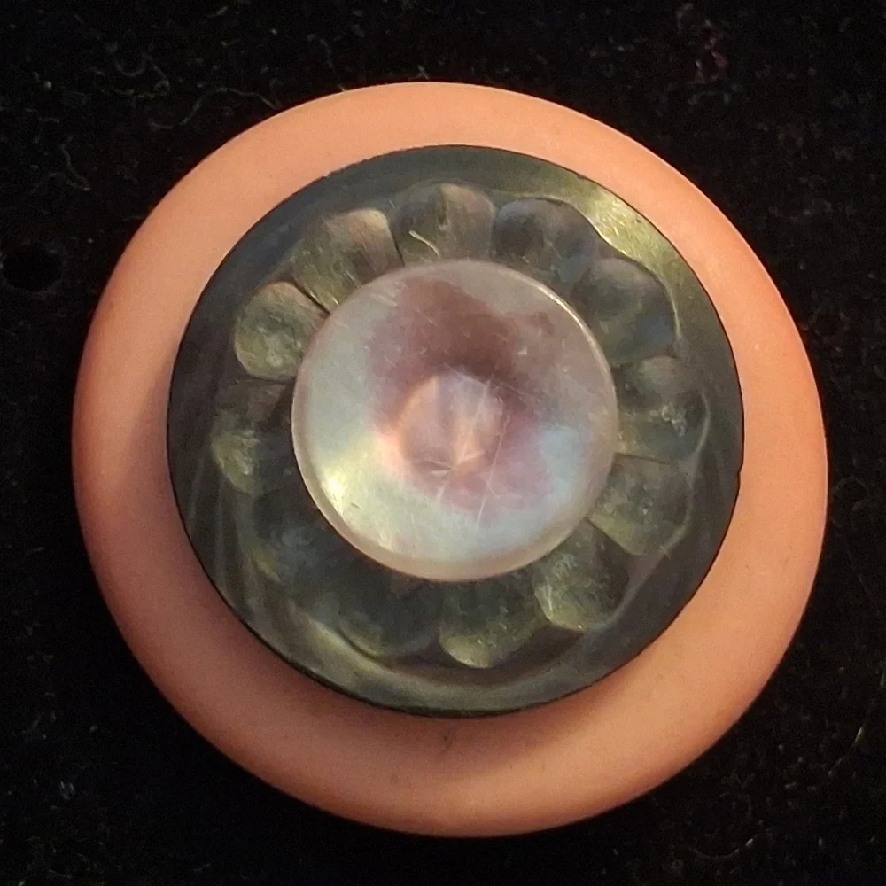 Vintage Pink Button Style Brooch